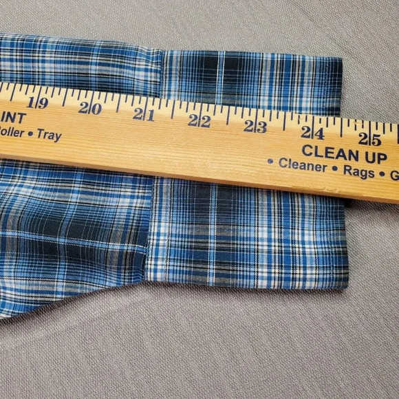 Ely Cattleman Western Shirt Large Blue Silver Plaid Pearl Cowboy Rodeo Dance - Picture 10 of 14
